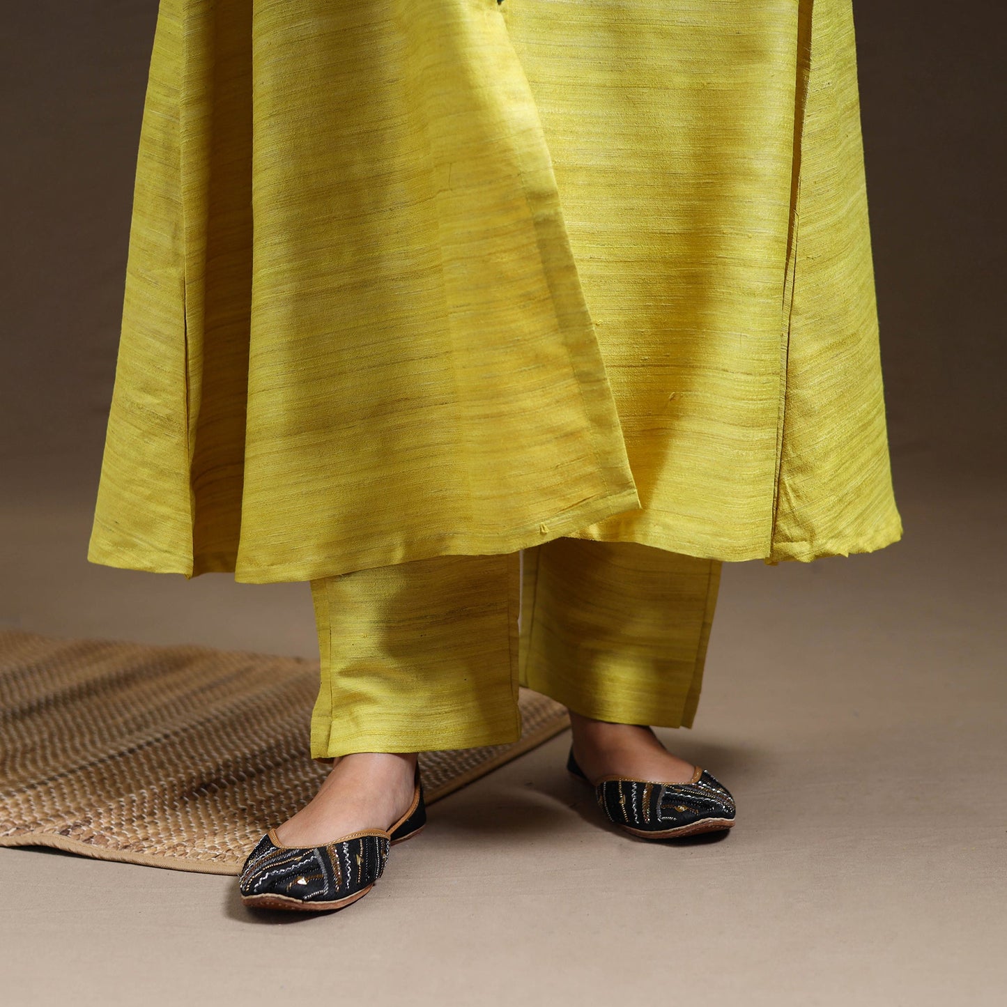  Yellow Bhagalpuri Handloom Desi Tussar Silk Kurta Set