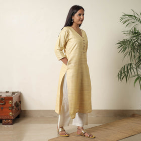 Bhagalpuri Handwoven Desi Tussar Silk Straight Kurta for Women