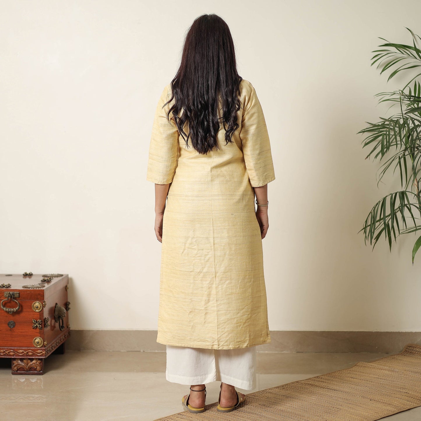 Bhagalpuri Handwoven Desi Tussar Silk Straight Kurta for Women