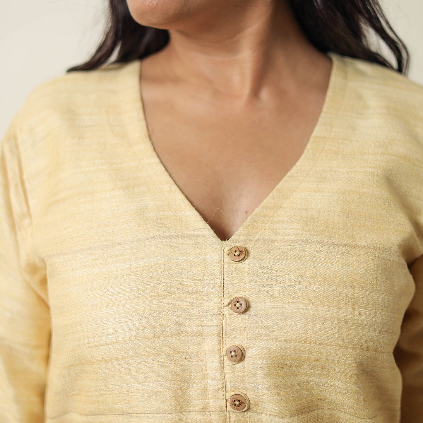 Bhagalpuri Handwoven Desi Tussar Silk Straight Kurta for Women