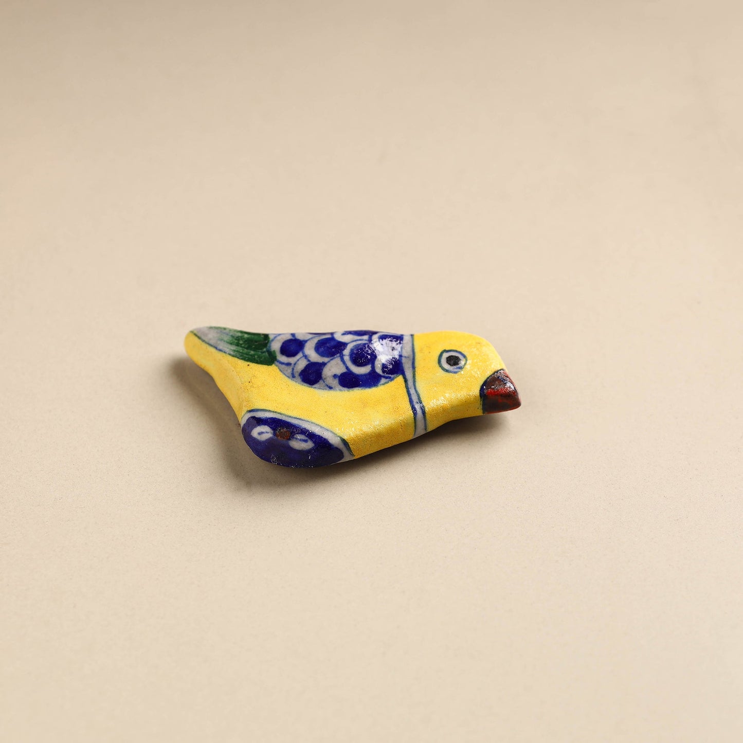 Yellow Bird Original Blue Pottery Ceramic Fridge Magnet 