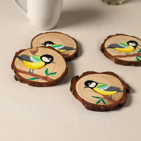Birds - handpainted pine wood coaster (set of 4) 10