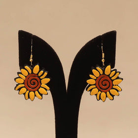 Bishnupur handpainted flower shape terracotta earrings 150