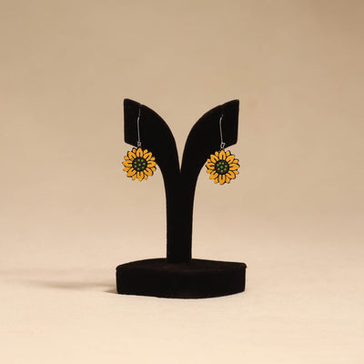 Bishnupur handpainted flower shape terracotta earrings 96