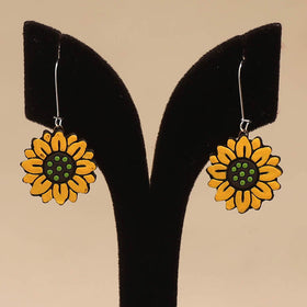 Bishnupur handpainted flower shape terracotta earrings 96