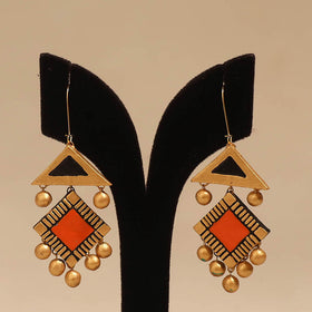 Bishnupur handpainted terracotta earrings 115 - handcrafted