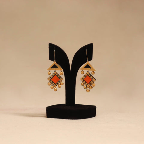 Bishnupur handpainted terracotta earrings 115 - handcrafted