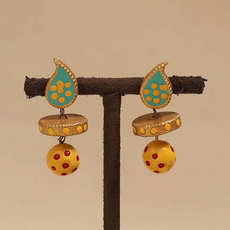 Bishnupur handpainted terracotta earrings 118 - handcrafted
