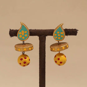 Bishnupur handpainted terracotta earrings 118 - handcrafted