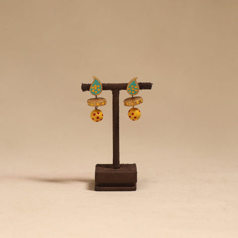 Bishnupur handpainted terracotta earrings 118 - handcrafted