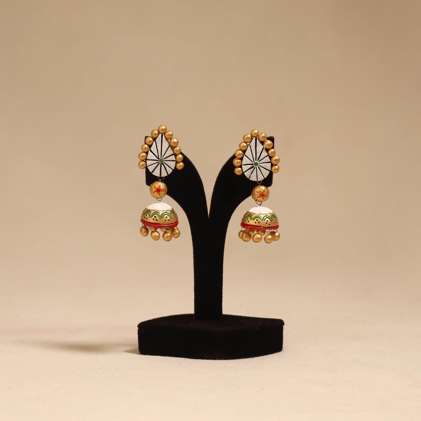 Bishnupur handpainted terracotta jhumki earrings 116