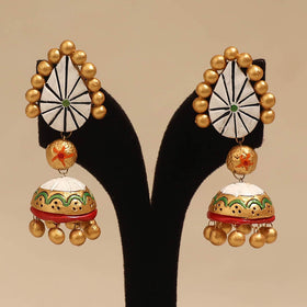 Bishnupur handpainted terracotta jhumki earrings 116