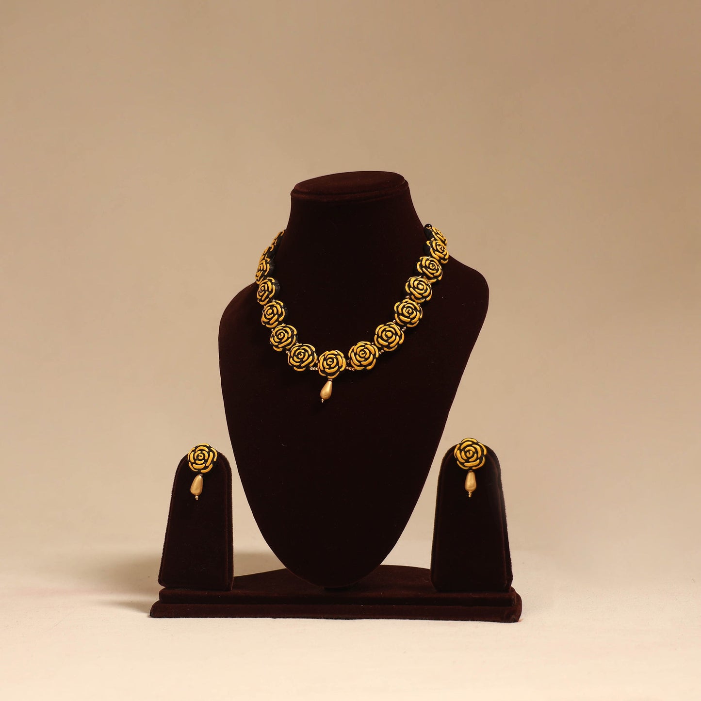 Bishnupur handpainted terracotta necklace set 27