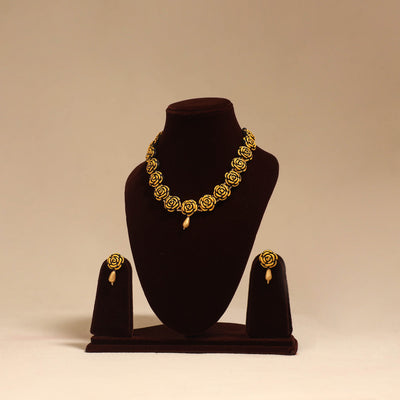 Bishnupur handpainted terracotta necklace set 27