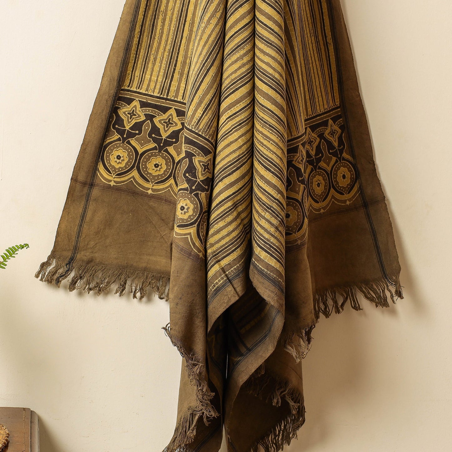 Yellow - Block Print Cotton Ajrakh Handloom Towel