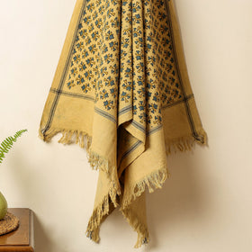 Yellow Block Print Cotton Ajrakh Handloom Towel