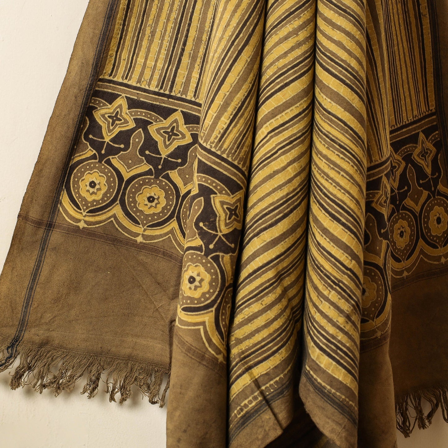 Yellow - Block Print Cotton Ajrakh Handloom Towel
