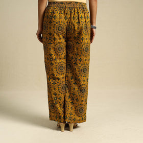 Yellow Block Print Cotton Ajrakh Palazzo