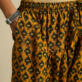 Yellow Block Print Cotton Ajrakh Salwar