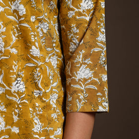 Yellow - cotton a-line sanganeri kurta 09 - handcrafted