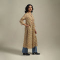 Yellow - cotton a-line sanganeri kurta 32 - handcrafted