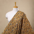  Yellow Block Print Cotton Pedana Kalamkari Fabric