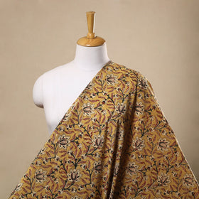  Yellow Block Print Cotton Pedana Kalamkari Fabric