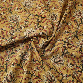  Yellow Block Print Cotton Pedana Kalamkari Fabric