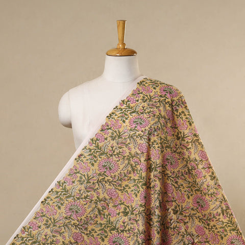 Yellow - cotton sanganeri fabric 09 - handcrafted