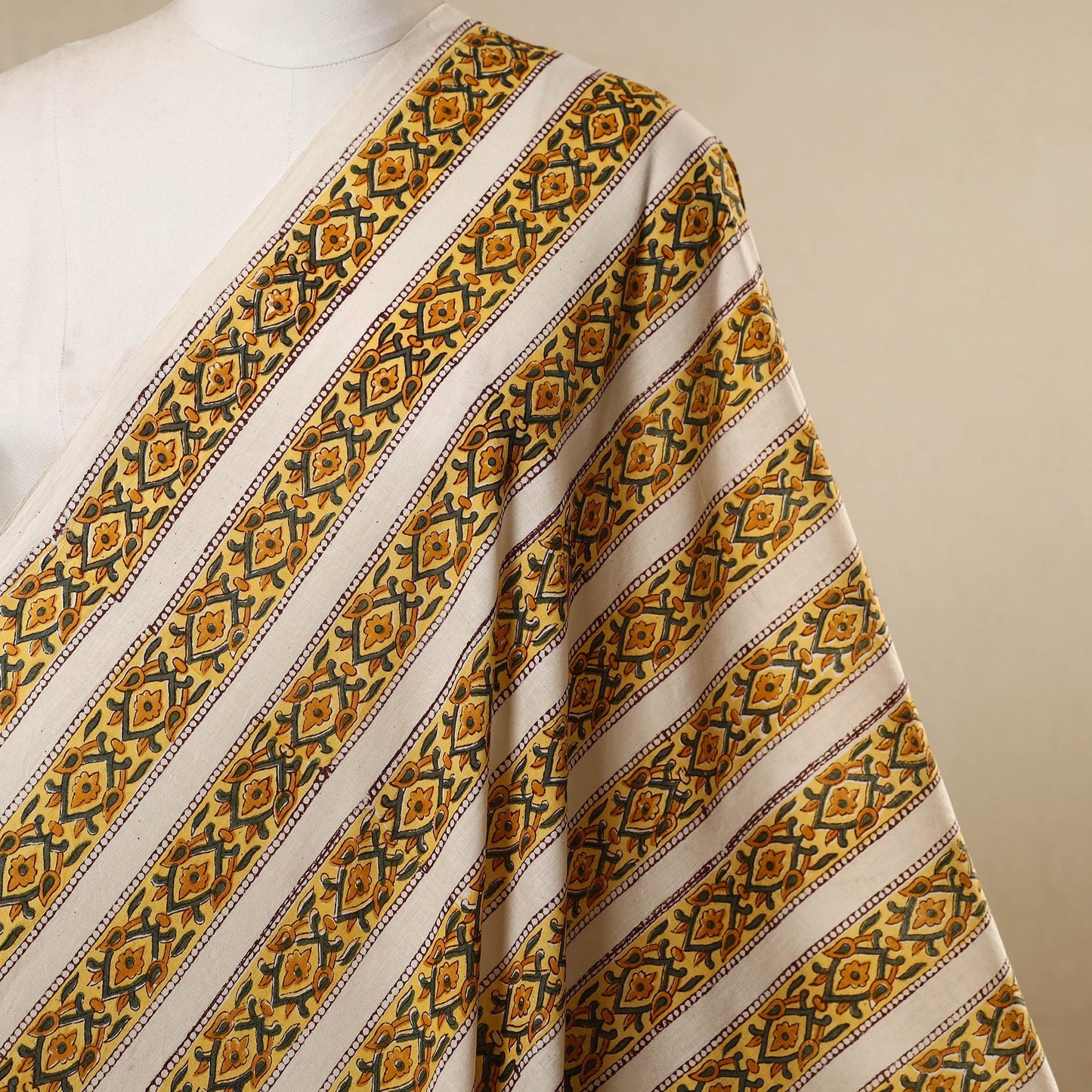 Yellow - cotton sanganeri fabric 13 - handcrafted