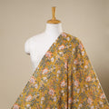Yellow Block Print Cotton Sanganeri Fabric