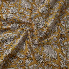 Yellow Block Print Cotton Sanganeri Fabric