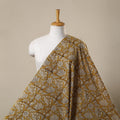 Yellow Block Print Cotton Sanganeri Fabric