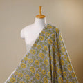 Yellow Block Print Cotton Sanganeri Fabric