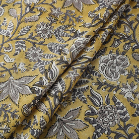  Yellow Block Print Cotton Sanganeri Fabric
