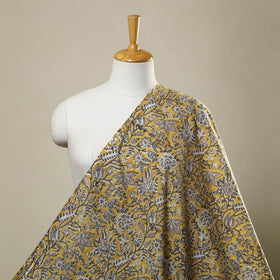  Yellow Block Print Cotton Sanganeri Fabric