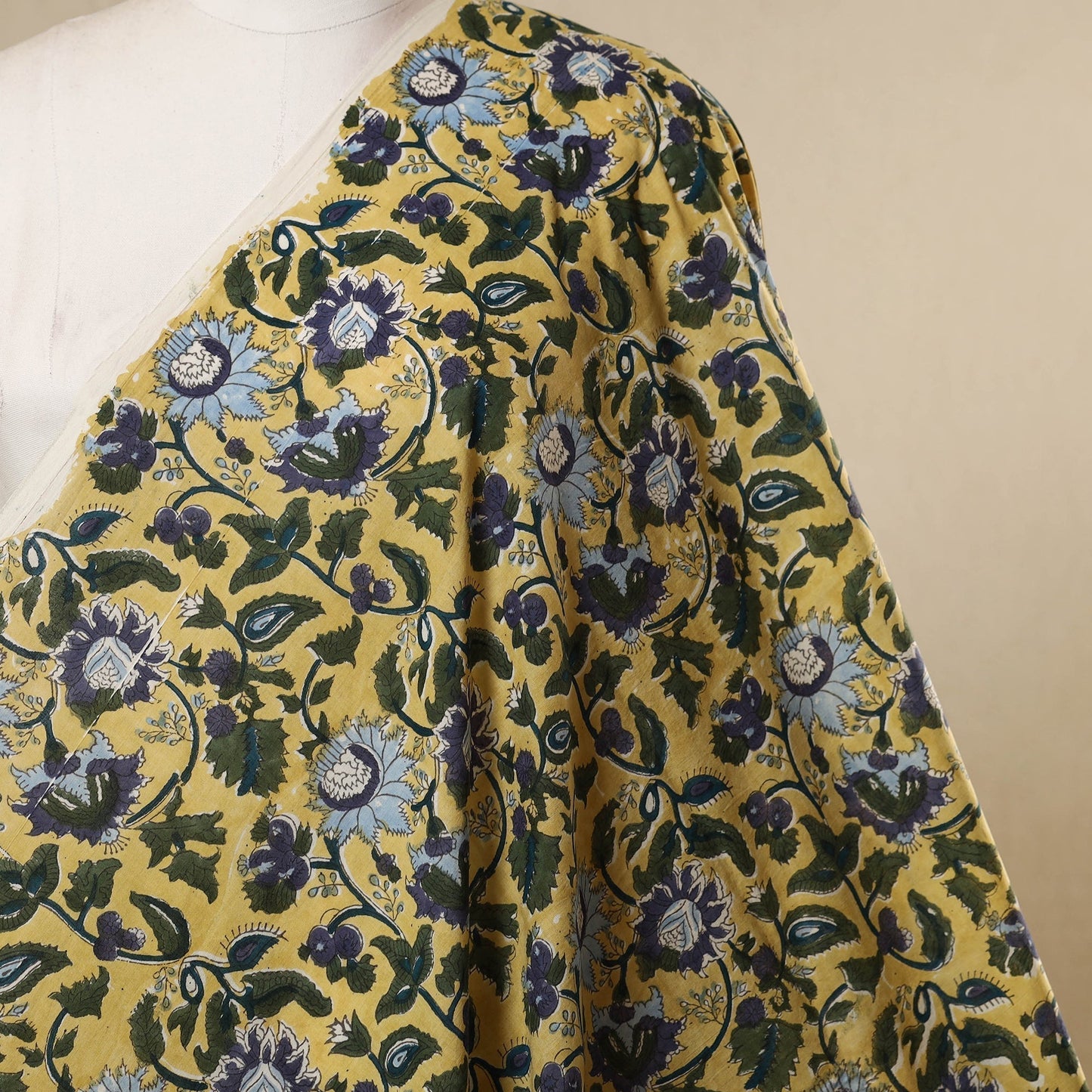 Yellow - cotton sanganeri fabric 23 - handcrafted