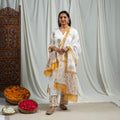 Yellow Block Print Cotton Sanganeri Kurta Set