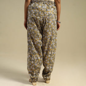 Yellow Block Print Cotton Sanganeri Salwar