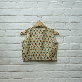 Buy Yellow Block Print Cotton Sanganeri Stitched Blouse