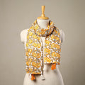Buy Yellow Block Print Cotton Sanganeri Stole with Tassels