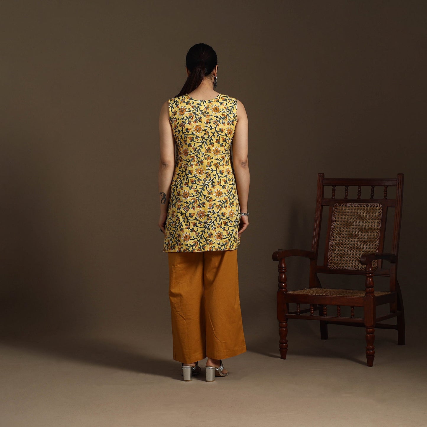 Yellow - cotton short sanganeri kurta 12 - handcrafted