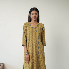 Yellow - Block Printed Cotton Straight Ajrakh Kurta 39