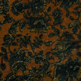  Yellow Block Printed Velvet Natural Dyed Ajrakh Fabric