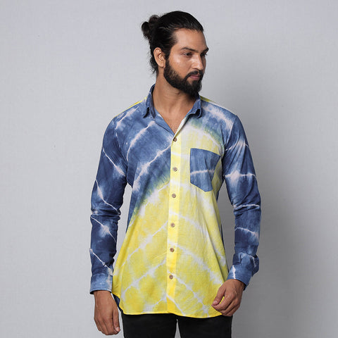 Buy Shibori Tie-Dye Cotton Men Full Sleeve Shirt Online at iTokri.com