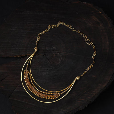 Yellow - brass metal handcrafted dokra choker necklace 32