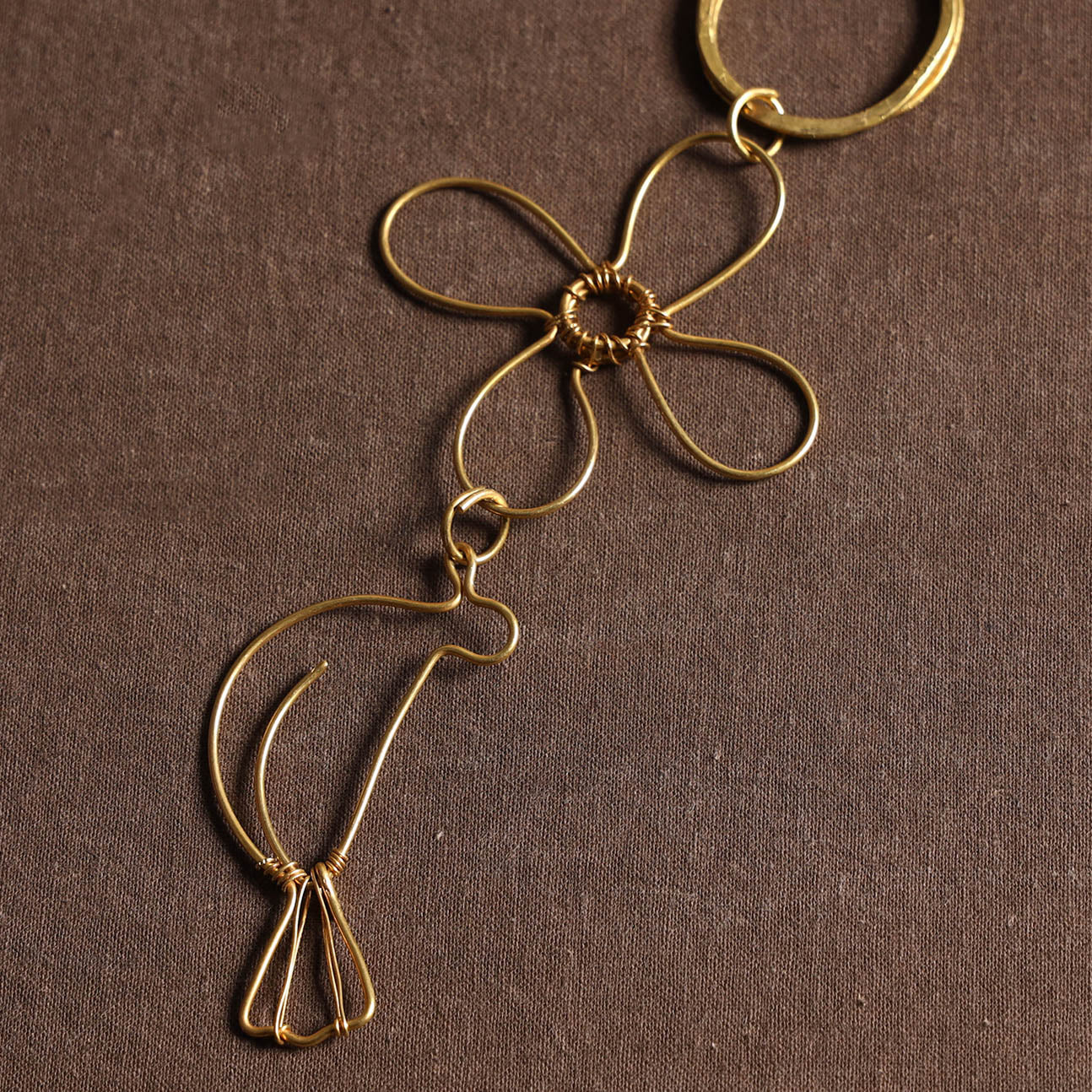 Yellow Brass Metal Handcrafted Dokra Keychain 