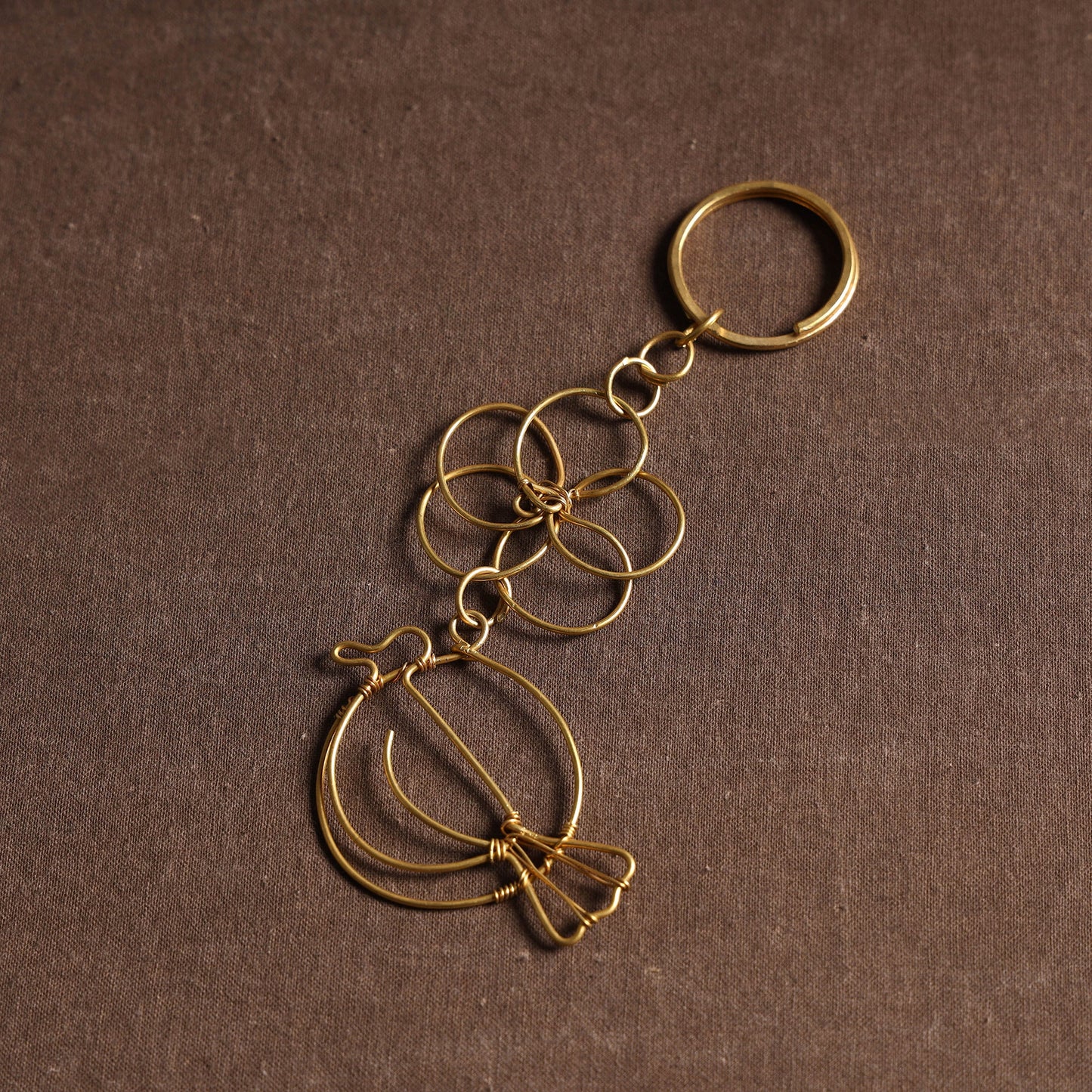 Yellow Brass Metal Handcrafted Dokra Keychain 