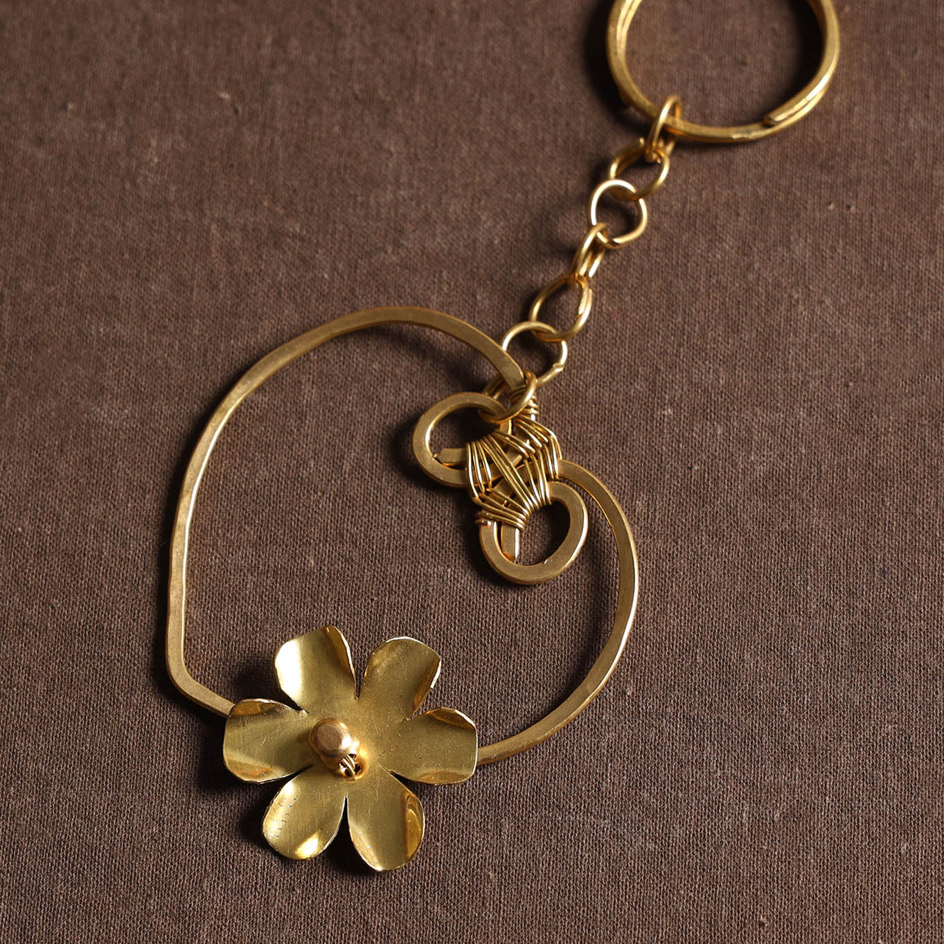 Yellow Brass Metal Handcrafted Dokra Keychain 