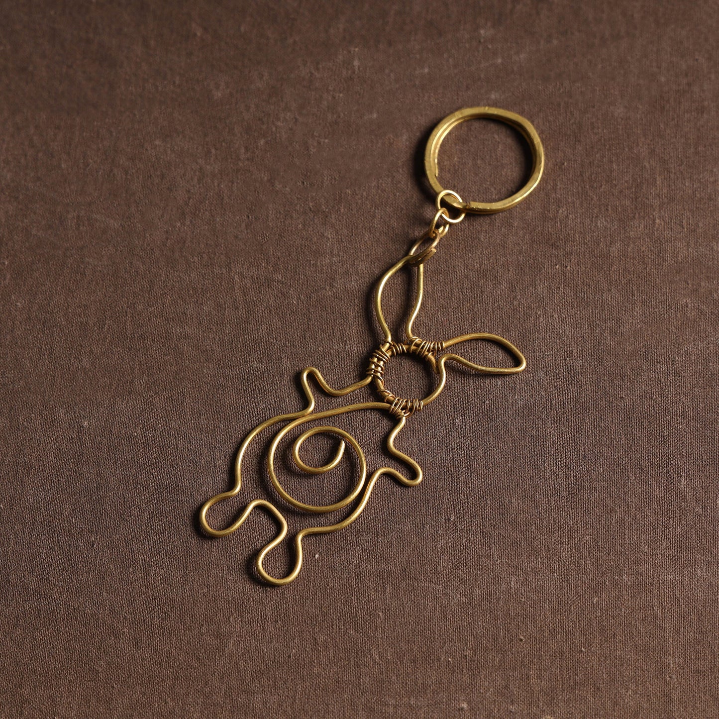 Yellow Brass Metal Handcrafted Dokra Keychain 